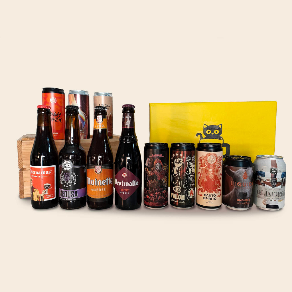 BirraBox - Selezione di Birre Artigianali rosse su sfondo crema